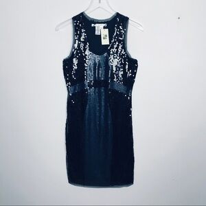 NWT Max Studio Black/Gunmetal sequined dress S